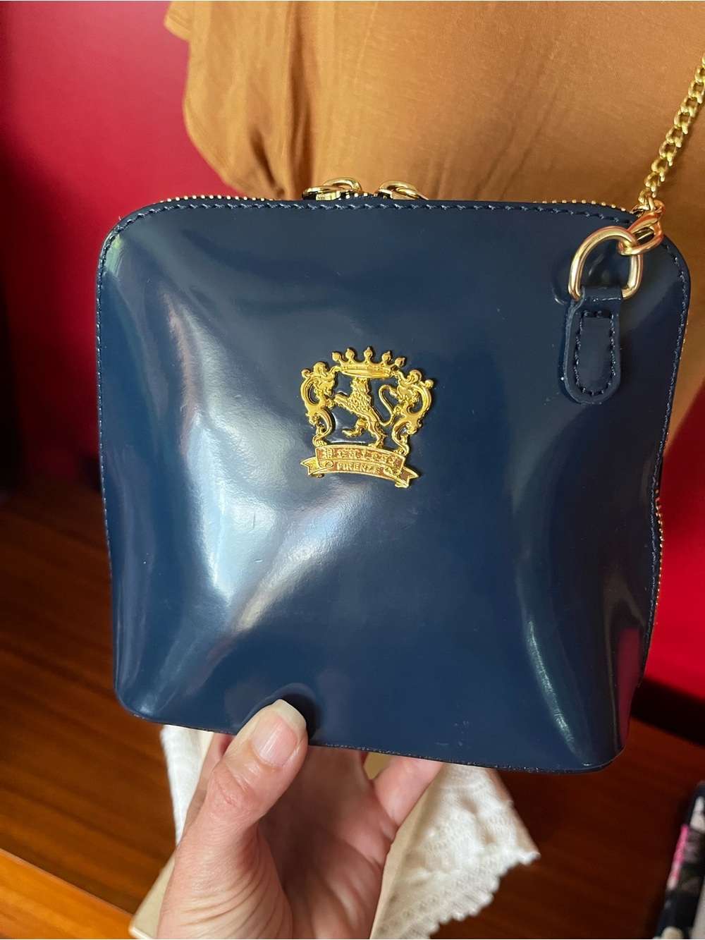 Like new Pratesi Navy Patent Leather Crossbody Bag - Picture 2 of 16